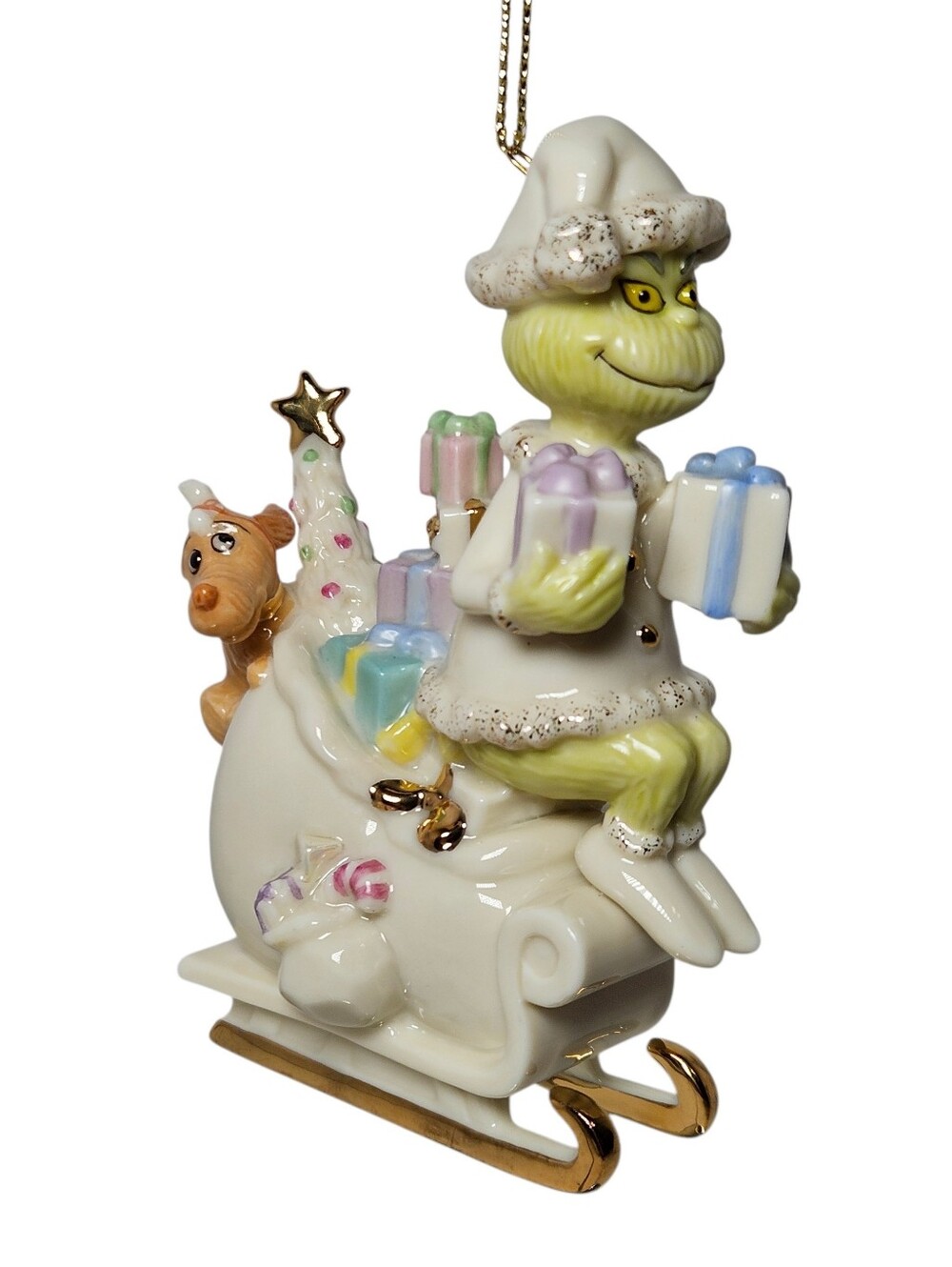 Lenox Dr. Seuss “Merry Grinchmas To All” Christmas Ornament  *Missing Antler*